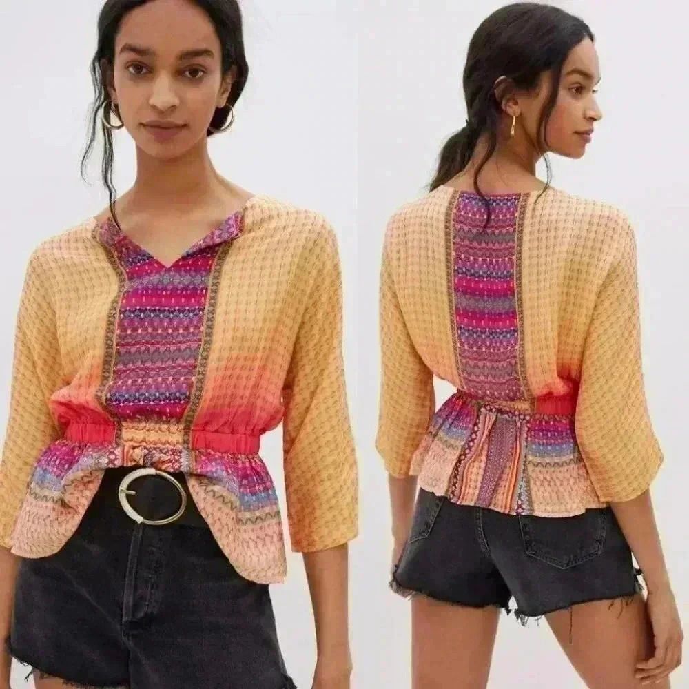 Anthropologie Tanvi Kedia Isaline Blouse Embellished Beaded
